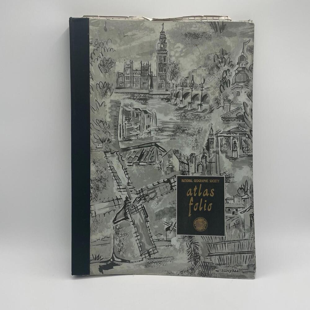 National Geographic Society Atlas Folio 1959 w/Index Incl. Many Add'l. Maps -VTG